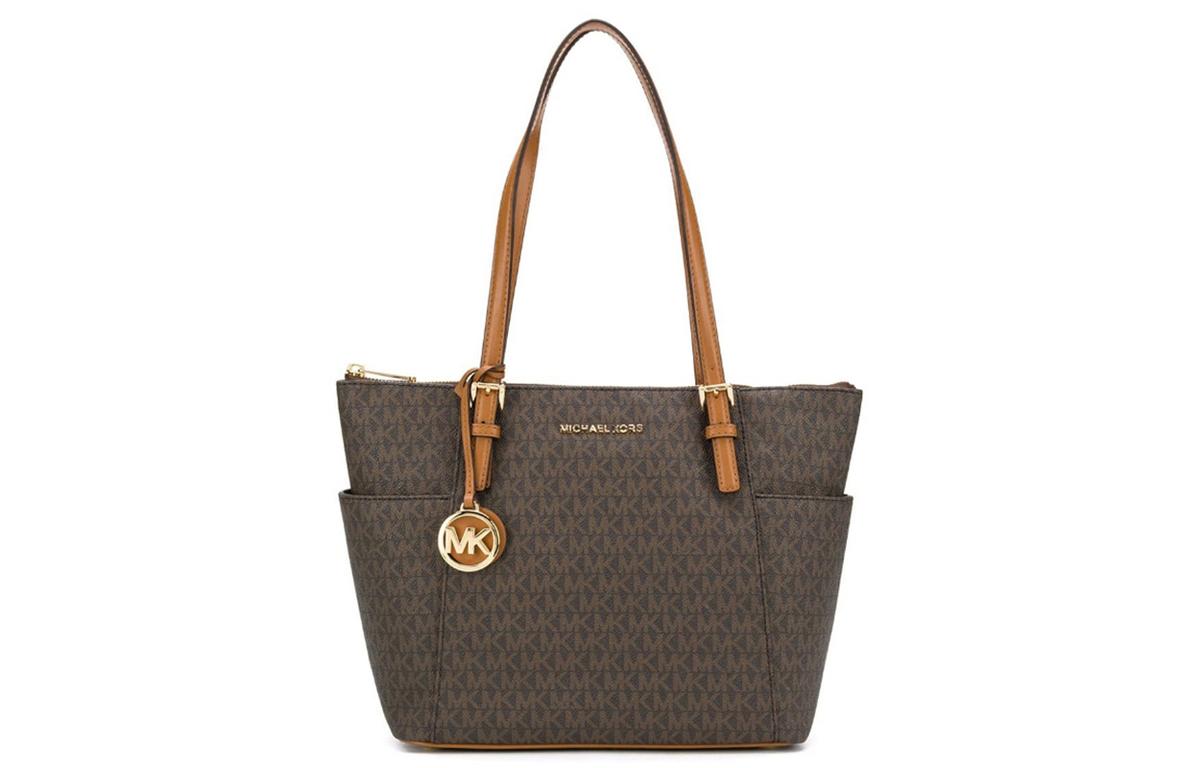 Michael Kors MICHAEL KORS PVC And Cow Leather Shoulder Strap One Shoulder Handbags Women's Brown