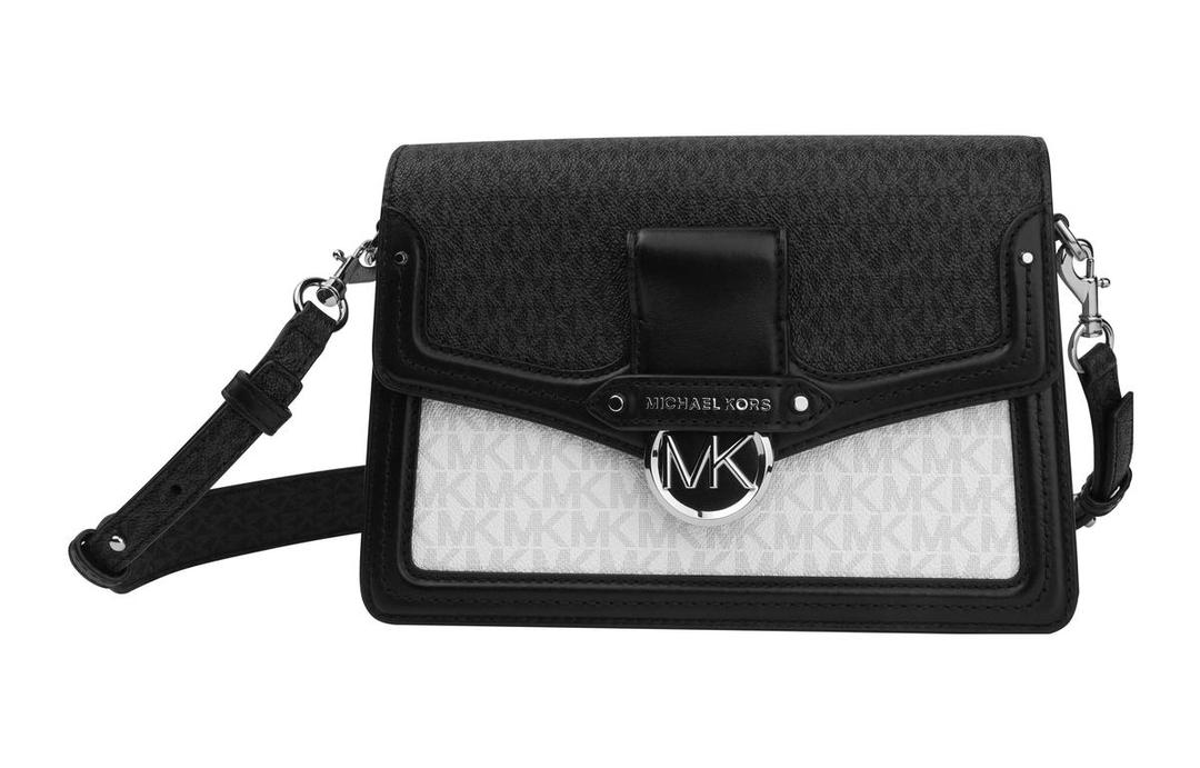 Michael Kors MICHAEL KORS Jessie Leather Bacchus Bag Shoulder Bag Crossbody Bag Medium Size Women's Black White