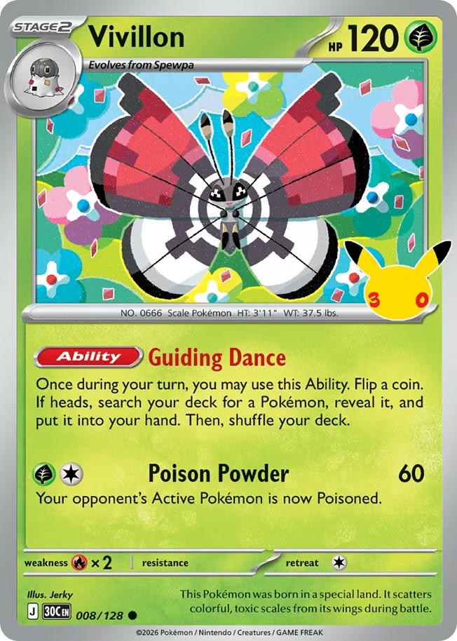 Pokemon Pokemon Vivillon C [30C 008/128] Mega Evolution "30th Celebration" (EN)