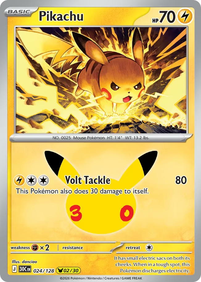 Pokemon Pokemon Pikachu PKR [30C 024/128] Mega Evolution "30th Celebration" (EN)