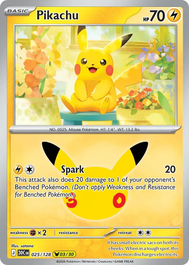 Pokemon Pokemon Pikachu PKR [30C 025/128] Mega Evolution "30th Celebration" (EN)