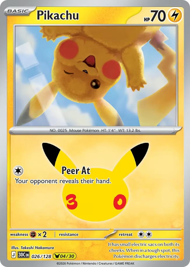 Pokemon Pokemon Pikachu PKR [30C 026/128] Mega Evolution "30th Celebration" (EN)
