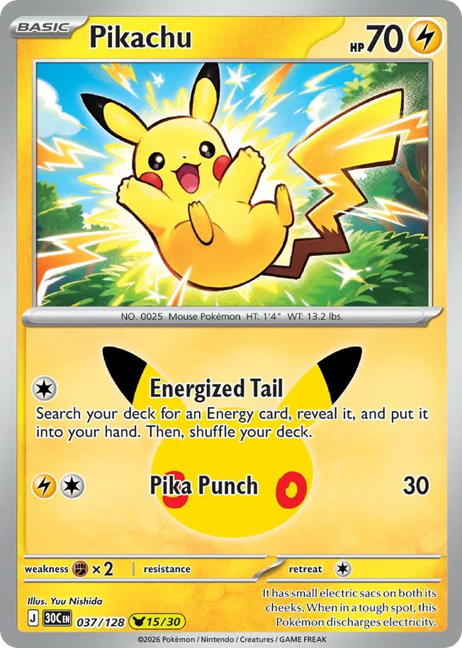 Pokemon Pokemon Pikachu PKR [30C 037/128] Mega Evolution "30th Celebration" (EN)