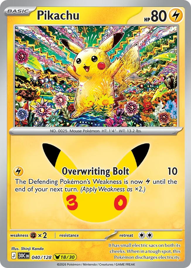 Pokemon Pokemon Pikachu PKR [30C 040/128] Mega Evolution "30th Celebration" (EN)