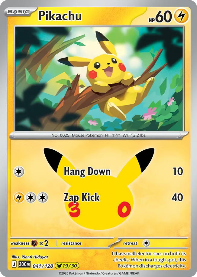 Pokemon Pokemon Pikachu PKR [30C 041/128] Mega Evolution "30th Celebration" (EN)