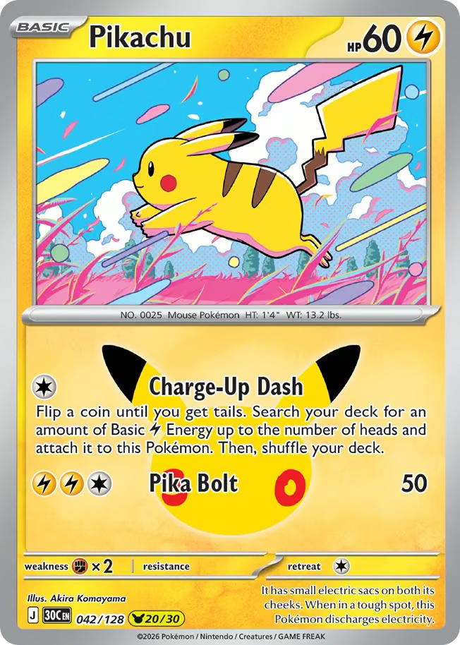 Pokemon Pokemon Pikachu PKR [30C 042/128] Mega Evolution "30th Celebration" (EN)