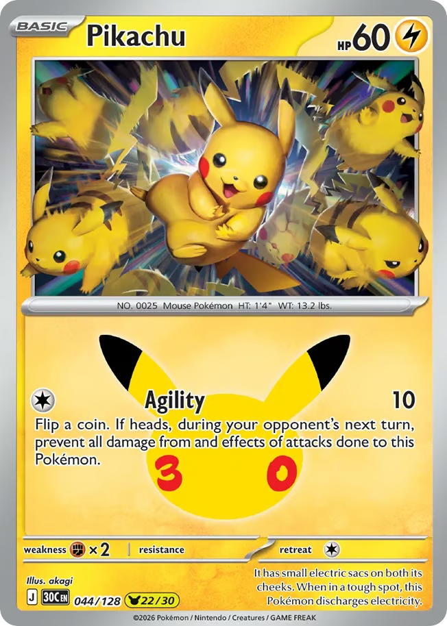 Pokemon Pokemon Pikachu PKR [30C 044/128] Mega Evolution "30th Celebration" (EN)