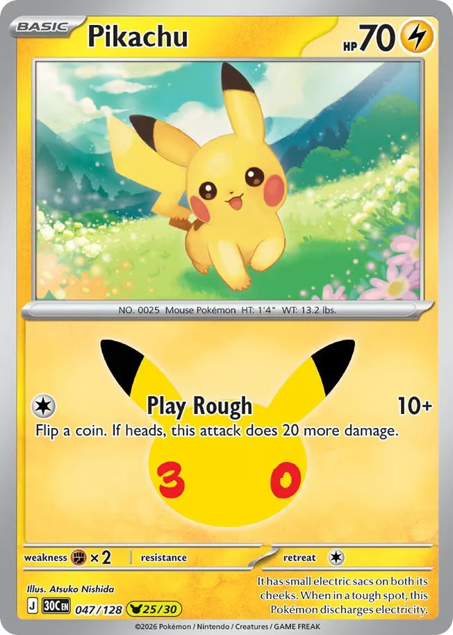 Pokemon Pokemon Pikachu PKR [30C 047/128] Mega Evolution "30th Celebration" (EN)