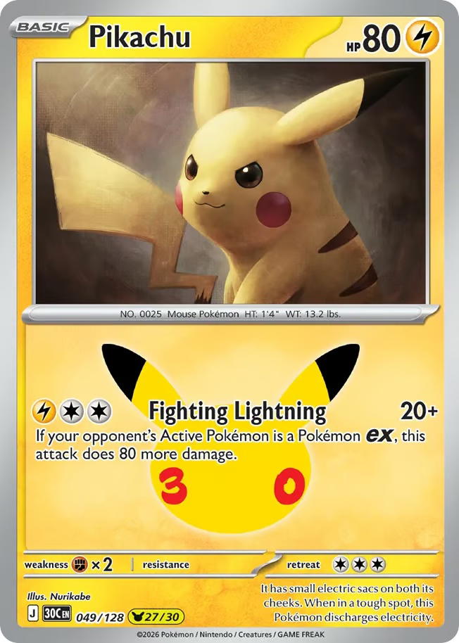 Pokemon Pokemon Pikachu PKR [30C 049/128] Mega Evolution "30th Celebration" (EN)