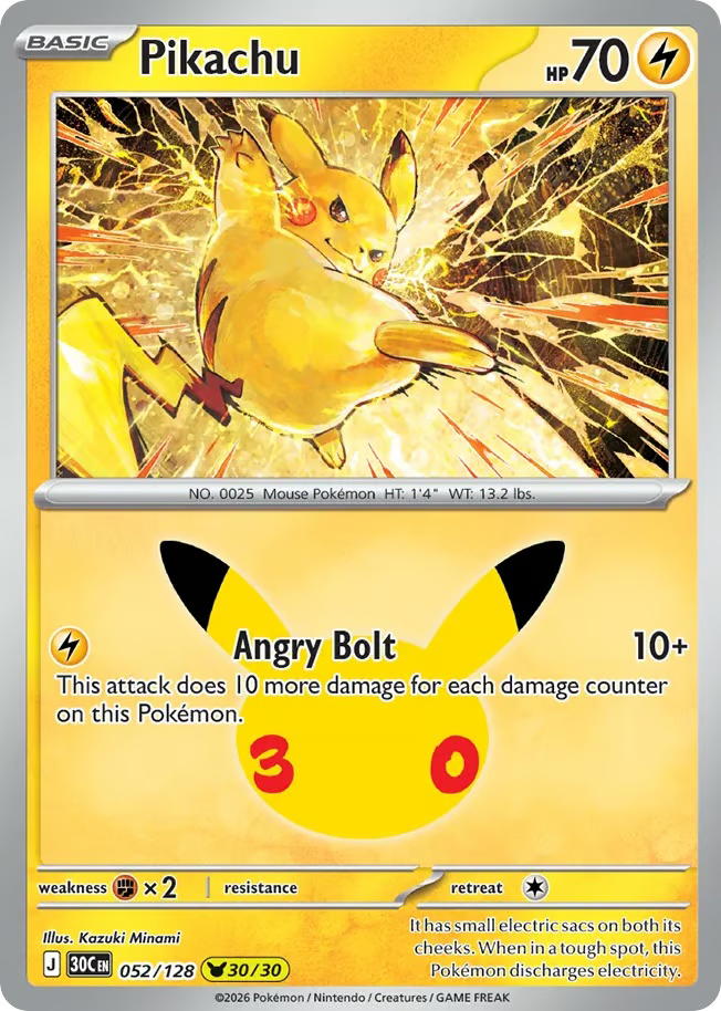 Pokemon Pokemon Pikachu PKR [30C 052/128] Mega Evolution "30th Celebration" (EN)
