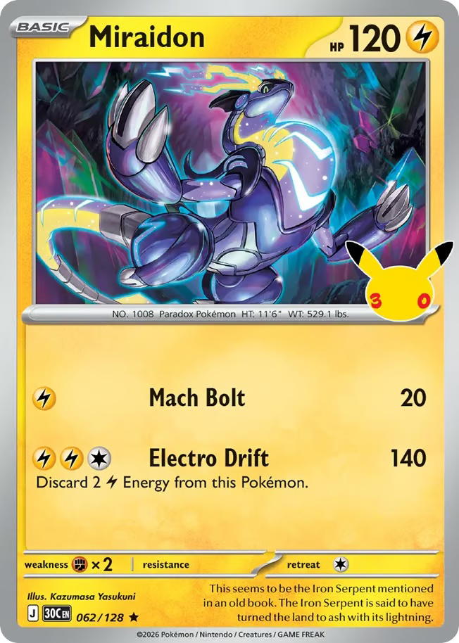 Pokemon Pokemon Miraidon R [30C 062/128] Mega Evolution "30th Celebration" (EN)