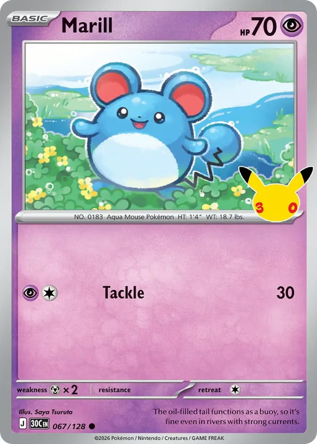 Pokemon Pokemon Marill C [30C 067/128] Mega Evolution "30th Celebration" (EN)