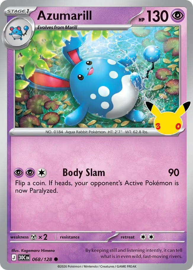Pokemon Pokemon Azumarill C [30C 068/128] Mega Evolution "30th Celebration" (EN)