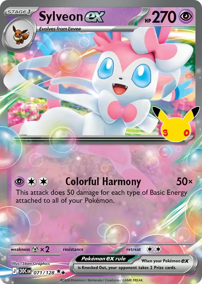 Pokemon Pokemon Sylveon ex RR [30C 071/128] Mega Evolution "30th Celebration" (EN)