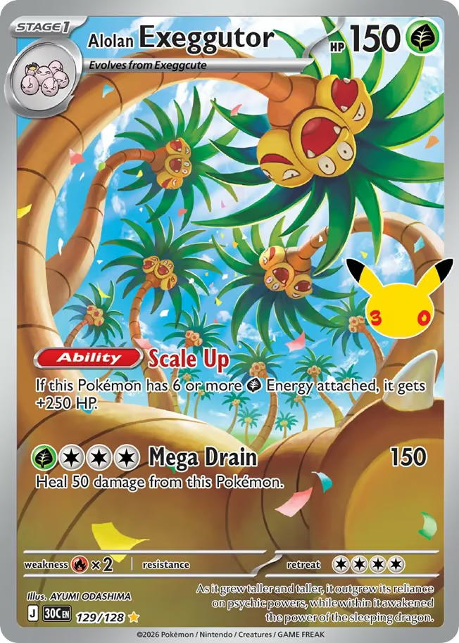Pokemon Pokemon Alolan Exeggutor IR [30C 129/128] Mega Evolution "30th Celebration" (EN)