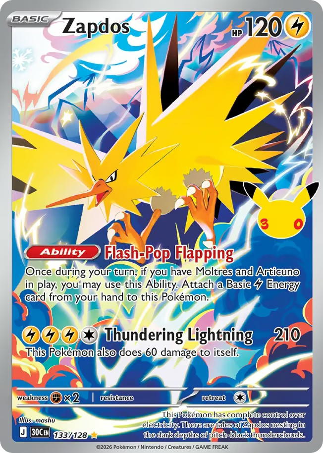Pokemon Pokemon Zapdos IR [30C 133/128] Mega Evolution "30th Celebration" (EN)