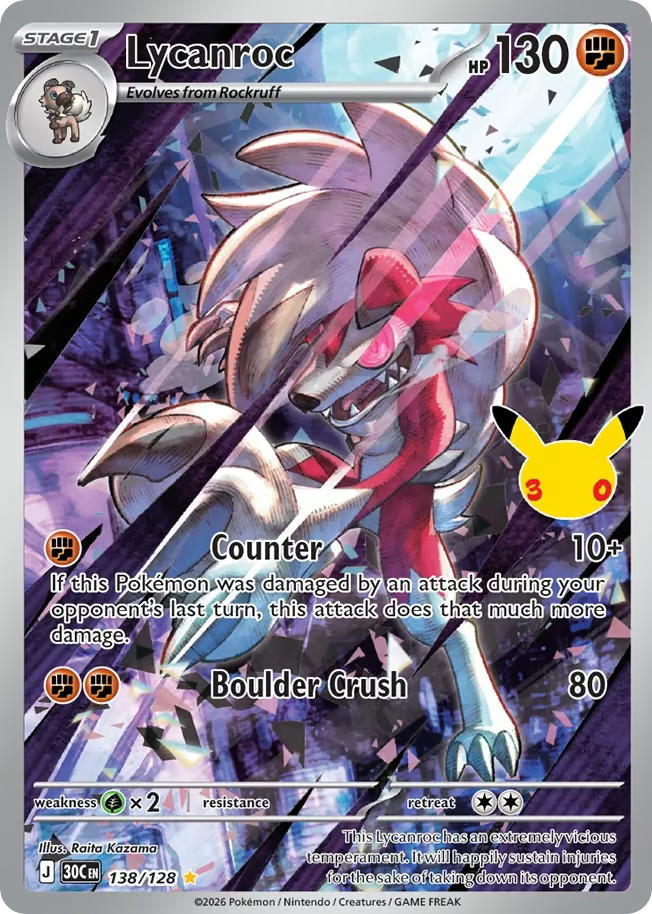 Pokemon Pokemon Lycanroc IR [30C 138/128] Mega Evolution "30th Celebration" (EN)
