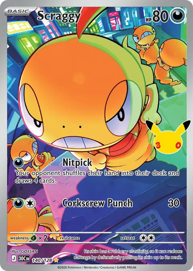Pokemon Pokemon Scraggy IR [30C 140/128] Mega Evolution "30th Celebration" (EN)