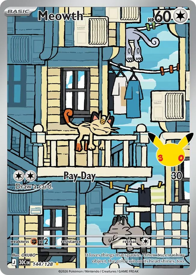Pokemon Pokemon Meowth IR [30C 144/128] Mega Evolution "30th Celebration" (EN)
