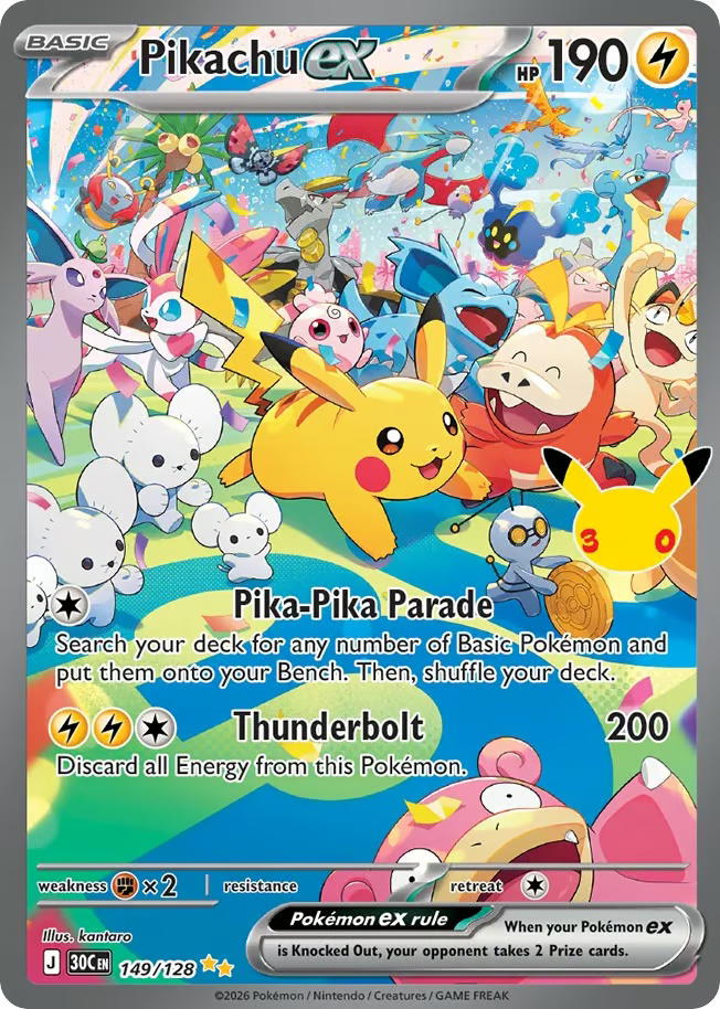 Pokemon Pokemon Pikachu ex SIR [30C 149/128] Mega Evolution "30th Celebration" (EN)