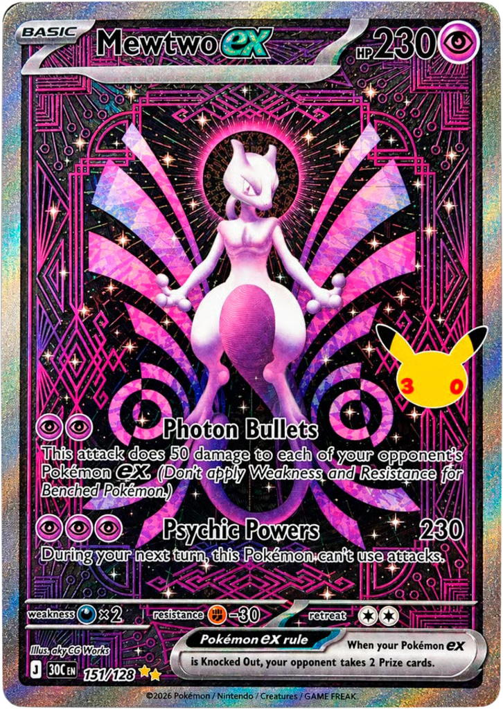 Pokemon Pokemon Mewtwo ex SIR [30C 151/128] Mega Evolution "30th Celebration" (EN)