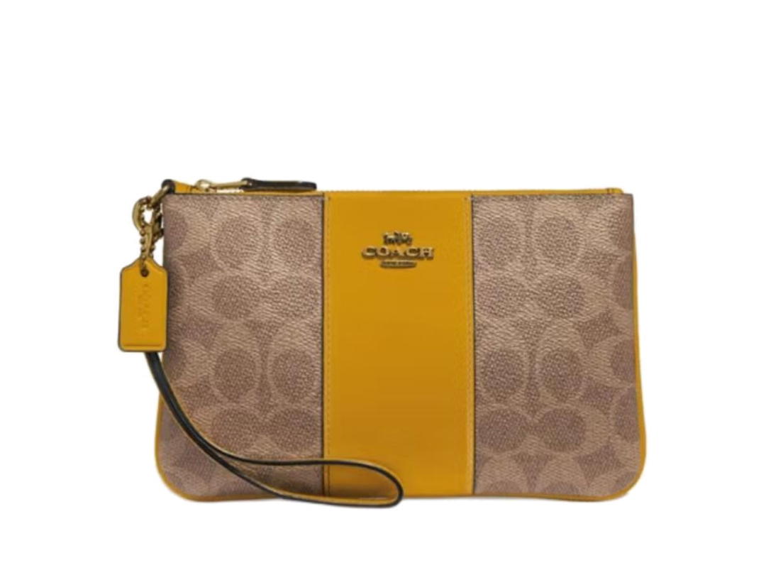 Coach Coach Wristlet PVC With Skin Clutch Mini Khaki