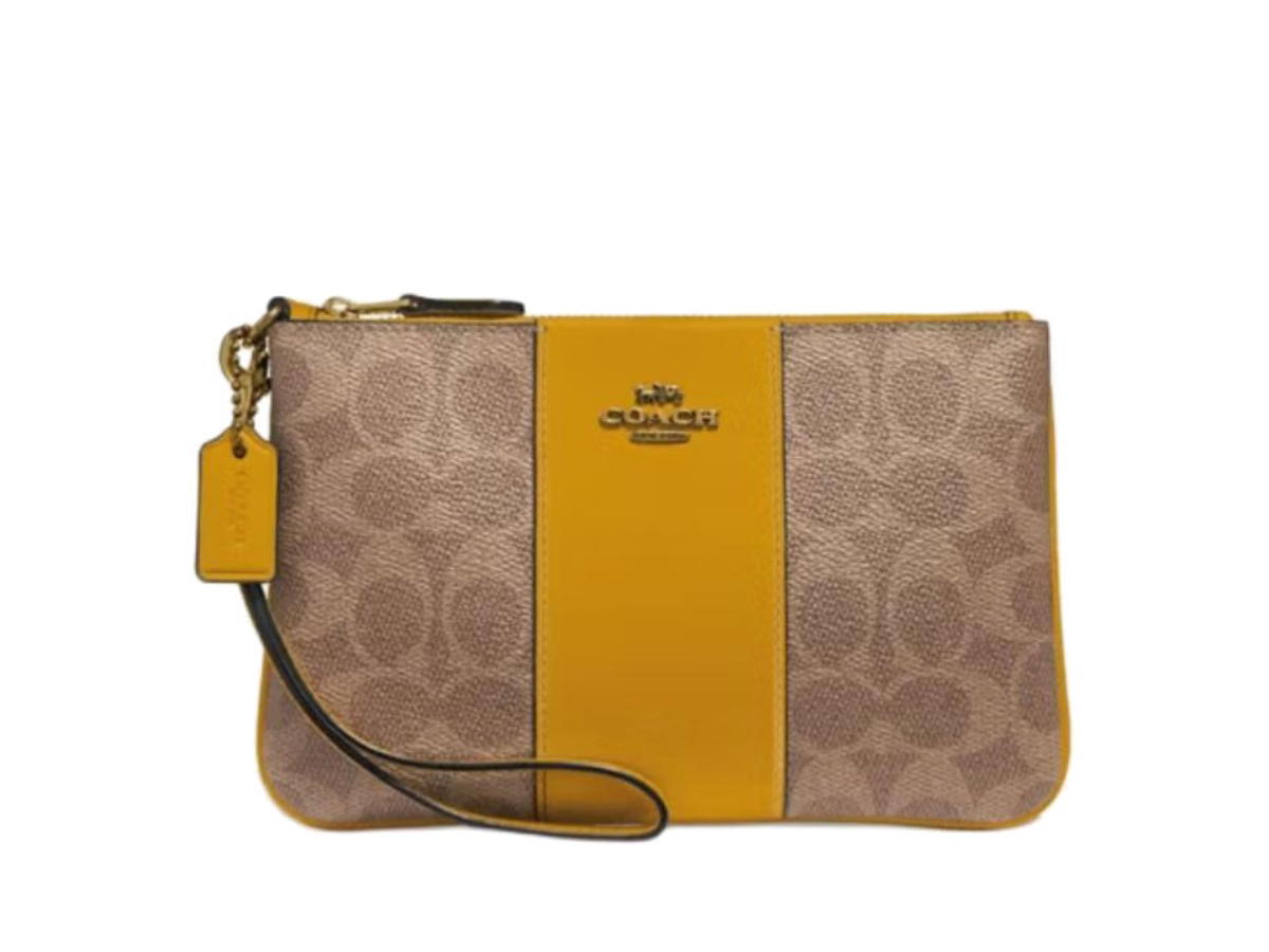 Coach Coach Wristlet PVC With Skin Clutch Mini Khaki