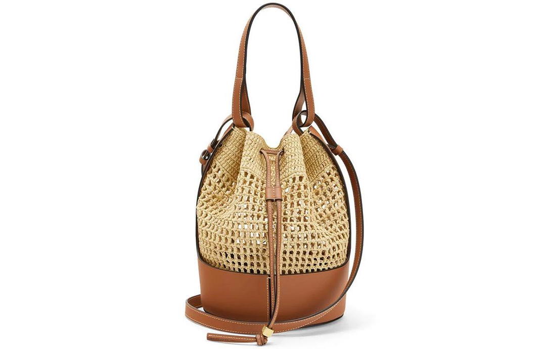 Loewe Loewe Balloon Fabric With Calfskin Balloon Bag Travel Bag Shoulder Bag Crossbody Bag Women's Natural/Tawny