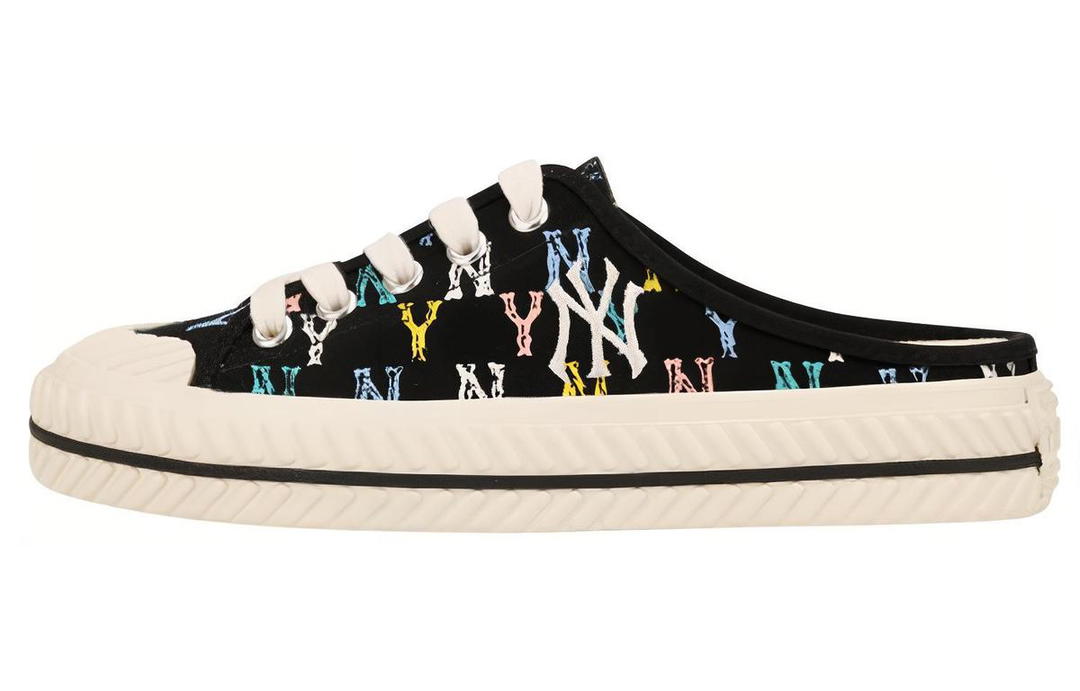 MLB MLB Playball Mule Monogram Anti Slip Wear Resistant Low Top Canvas Shoes Unisex Black