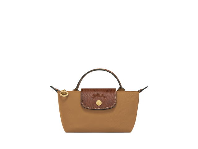 Longchamp Longchamp Le Pliage Original Pouch With Handle In Recycled Canvas With Gold Hardware Fawn - view 1