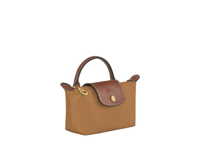 Longchamp Longchamp Le Pliage Original Pouch With Handle In Recycled Canvas With Gold Hardware Fawn - view 2