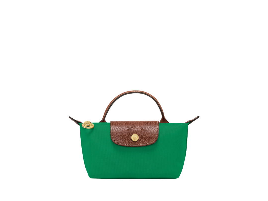 Longchamp Longchamp Le Pliage Original Pouch With Handle In Recycled Canvas With Gold Hardware Green