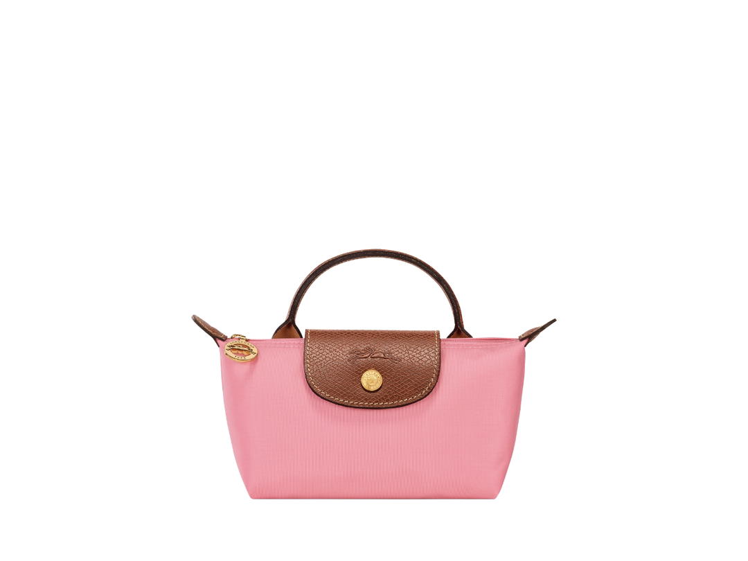 Longchamp Longchamp Le Pliage Original Pouch With Handle In Recycled Canvas With Gold Hardware Marshmallow