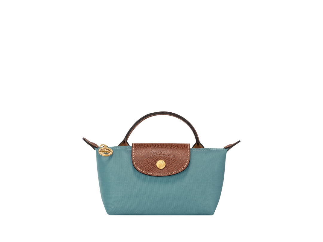 Longchamp Longchamp Le Pliage Original Pouch With Handle In Recycled Canvas With Gold Hardware Eucalyptus