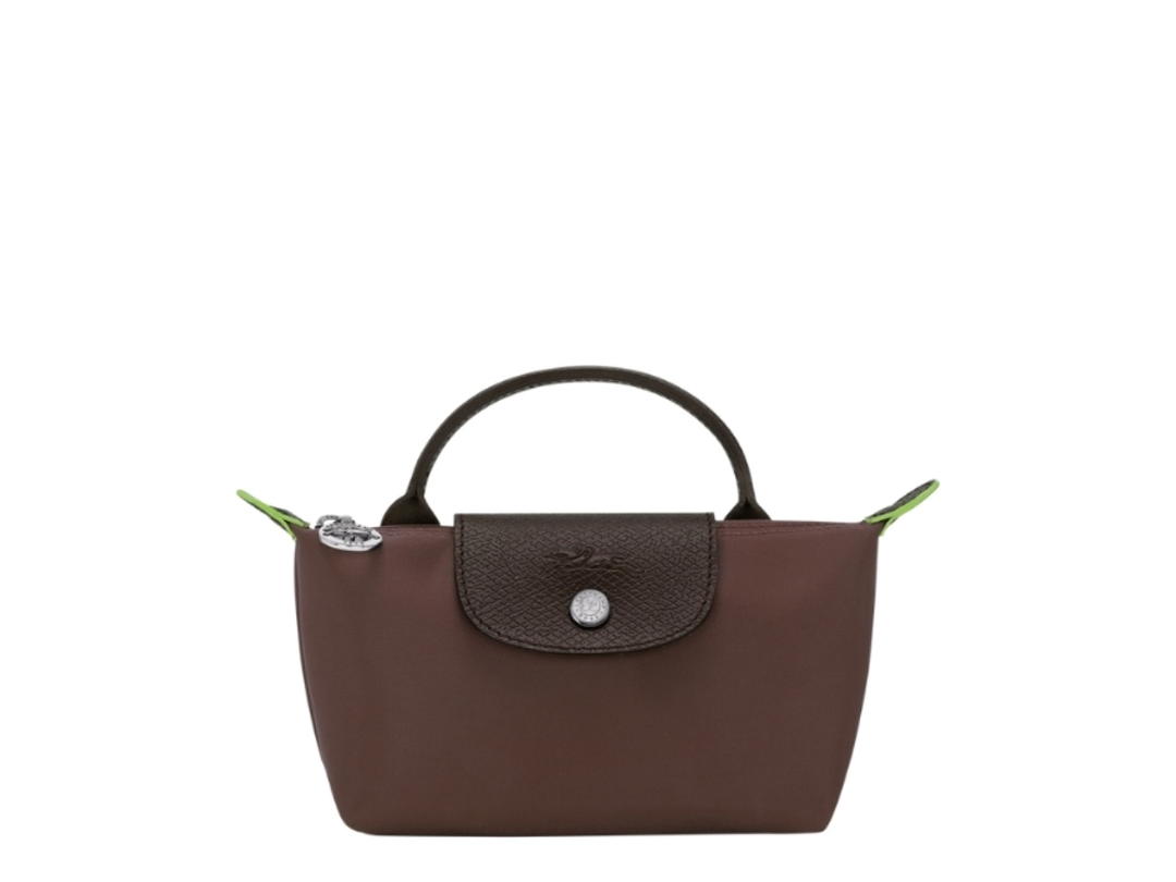 Longchamp Longchamp Le Pliage Green Pouch With Handle Mocha