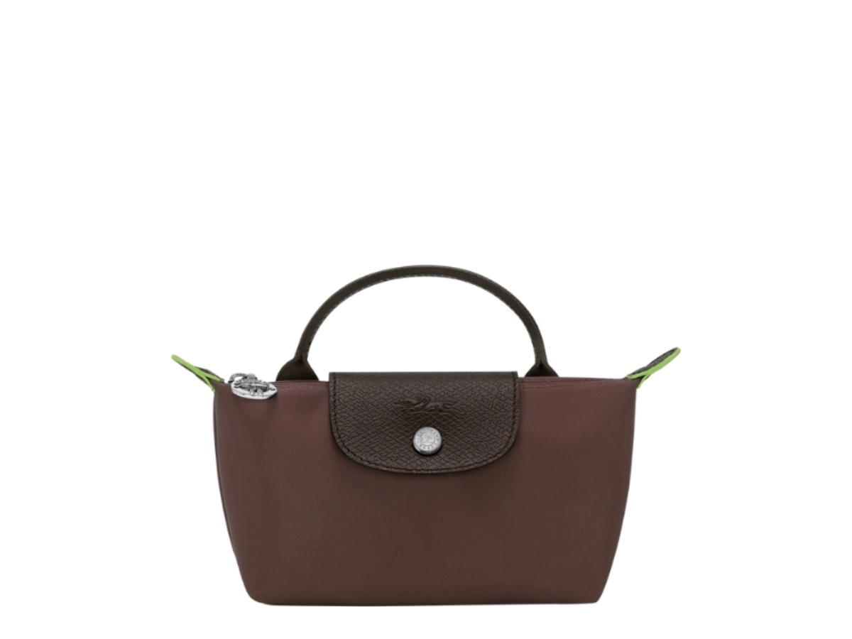 Longchamp Longchamp Le Pliage Green Pouch With Handle Mocha