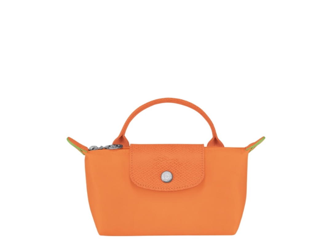Longchamp Longchamp Le Pliage Green Pouch With Handle Orange