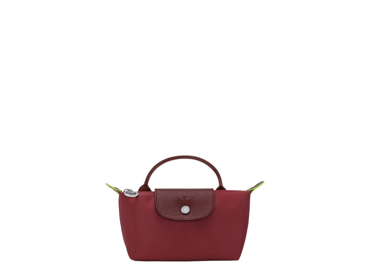 Longchamp Longchamp Le Pliage Green Pouch With Handle Pomegranate