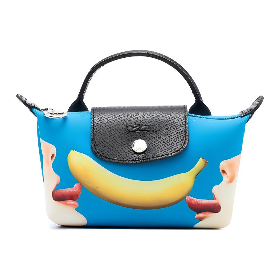 Longchamp Longchamp ToilerPaper Collaboration Recycled Polyester Canvas Tote Bag Shopping Bag Handbag Regular Women's Blue