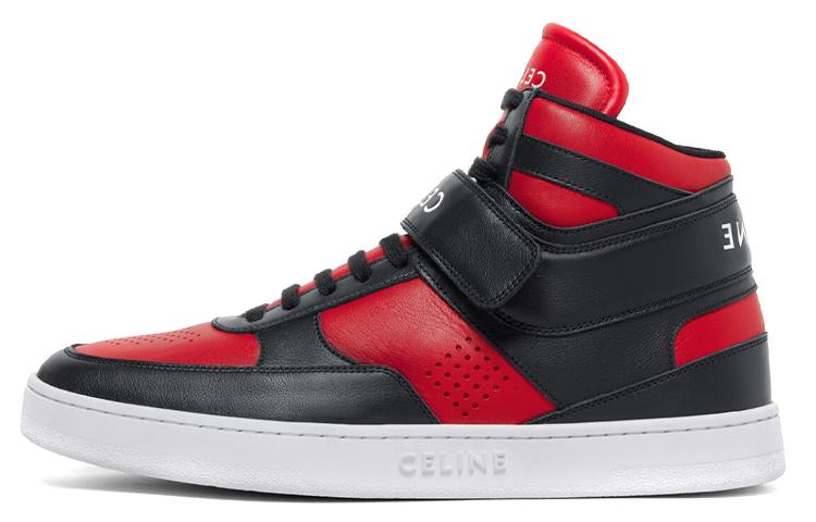 Celine CELINE CT 03 Leather High Top Sneakers Red Black
