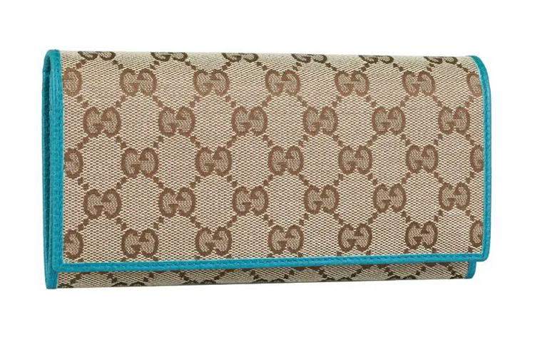 Gucci Gucci Canvas With Leather Wallet Women's Dark Blue