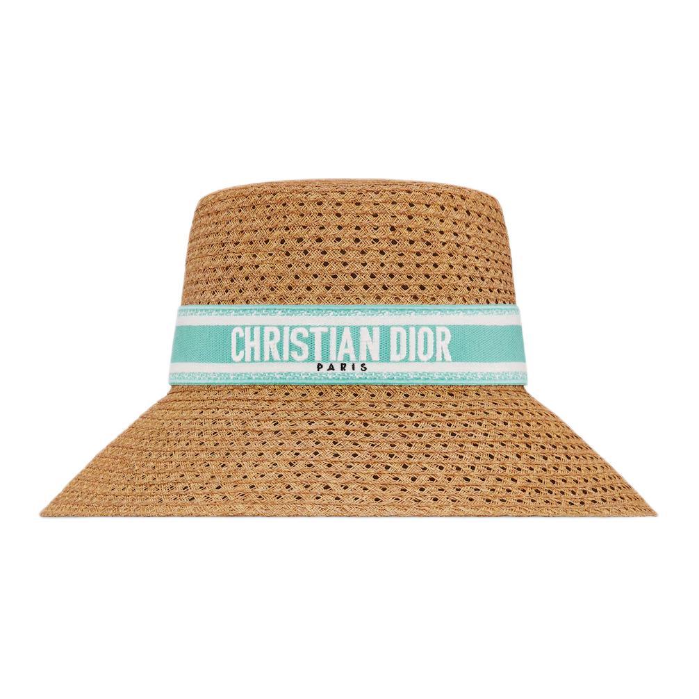 Dior Dior Straw Woven Bucket Hats Women's Brown Yellow