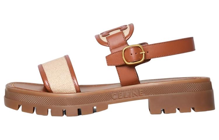 Celine Celine Triomphe Beach Sandals Women's Tan