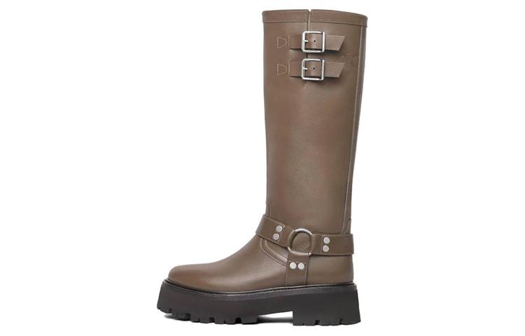 Celine CELINE Bulky Biker Knee high Boots Women's Khaki