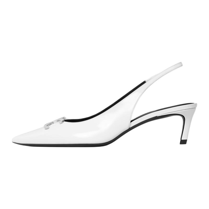 Celine Celine Triomphe Slim Heel High Heels 5cm Women's White