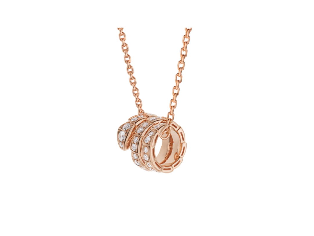 Bvlgari Bvlgari Serpenti Viper Necklace In 18Kt Rose Gold Pendant With Full Pavé Diamonds