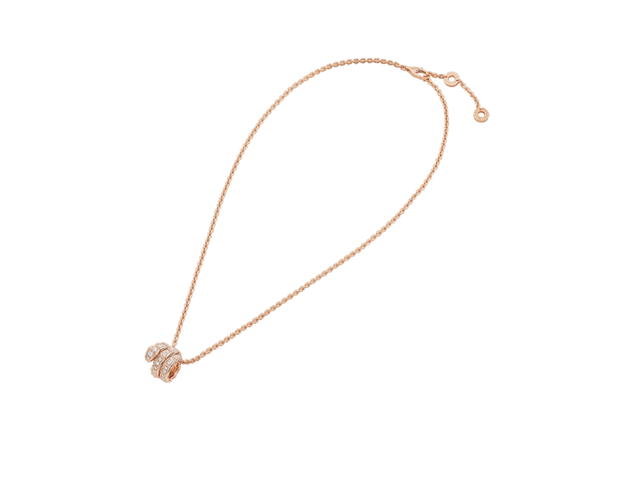 Bvlgari Bvlgari Serpenti Viper Necklace In 18Kt Rose Gold Pendant With Full Pavé Diamonds - view 2