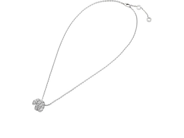 Bvlgari Bvlgari Serpenti Viper Necklace In 18 Kt White Gold With Full Pavé Diamonds White Gold - view 2