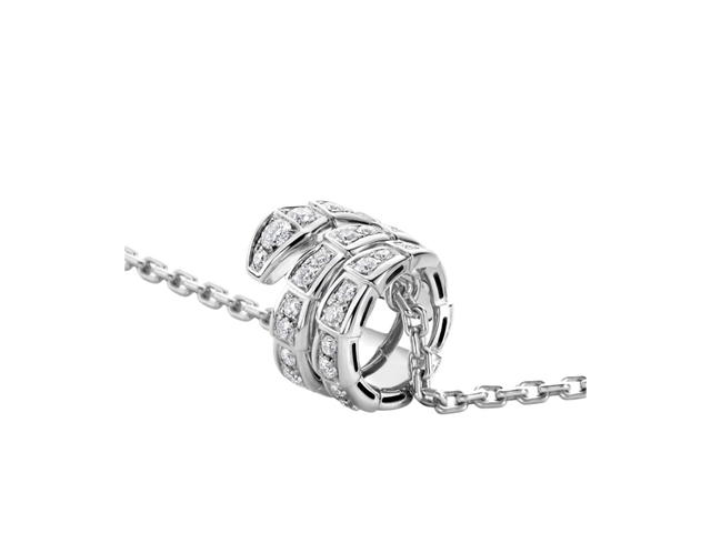 Bvlgari Bvlgari Serpenti Viper Necklace In 18 Kt White Gold With Full Pavé Diamonds White Gold - view 3