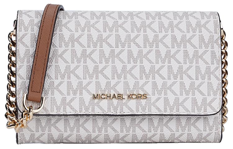 Michael Kors MICHAEL KORS Jet Set Cow Leather Envelope Bag Shoulder Bags Medium Size Women's Vanilla White & Brown